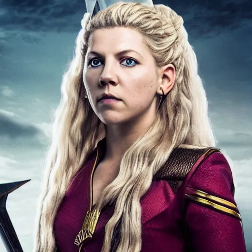 Image similar to portrait of lagertha in starfleet uniform, from the tv series vikings