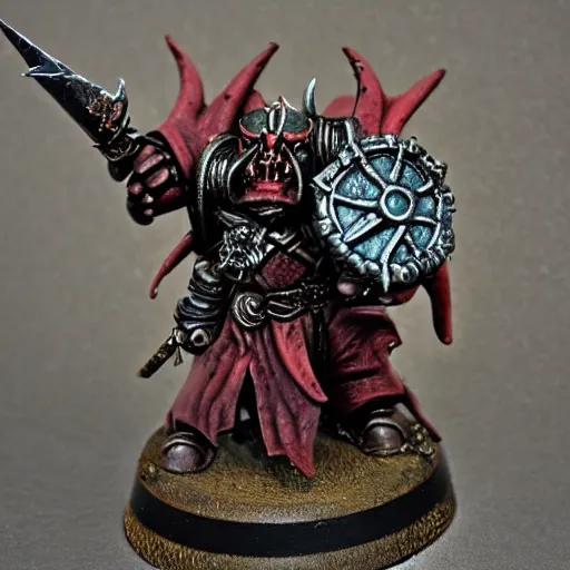 Image similar to chaos dwarf daemon smith from warhammer fantasy : : head and torso portrait