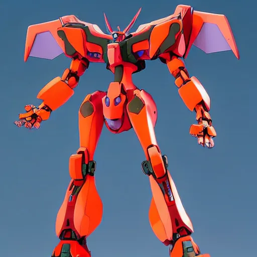Prompt: A colossal Mecha in Evangelion style