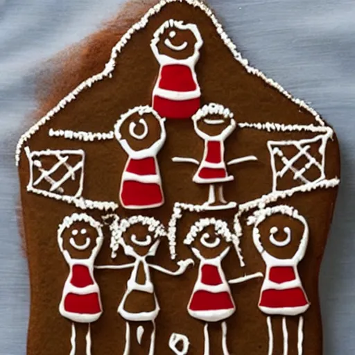 Prompt: a gingerbread family,