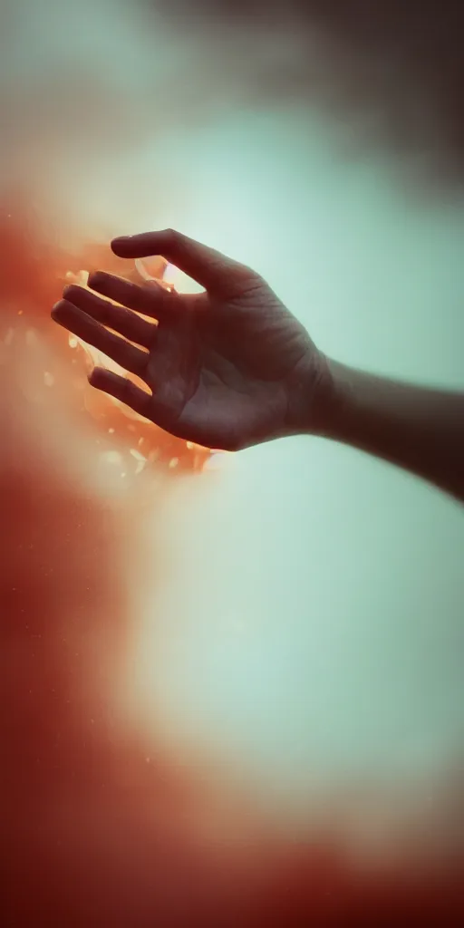 Image similar to a blurry closeup picture of woman's skin gripped tightly, female bodies, hands, macro photography, long exposure photograph, surrealism, anamorphic bokeh, cozy, soft light, cyan and orange, caustic, atmospheric fog, octane render, cinematic