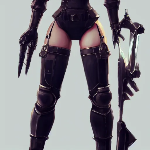 Image similar to full body shot of 2B (from Nier Automata) as a Starcraft 2 character, artstation cgsociety highly-detailed