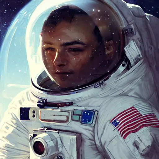 Prompt: Portrait painting of an astronaut by greg rutkowski