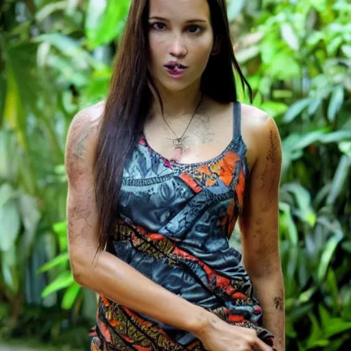 Image similar to how many times i told you to give me lara croft wearing batik!