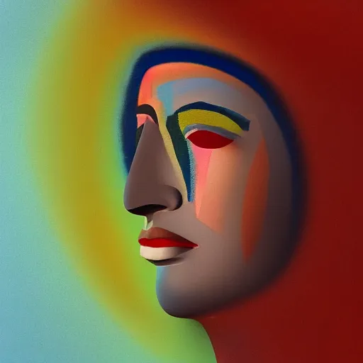 Image similar to painting of a face by Kandinsky with smooth gradients; 3d unreal engine, 4k 3d render