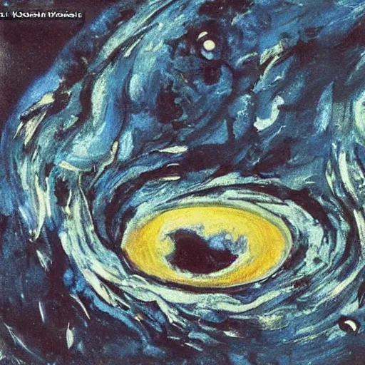 Prompt: by oskar kokoschka precise, realistic. a beautiful painting of a black hole consuming a star.