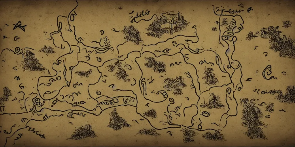 Image similar to a very detailed treasure map