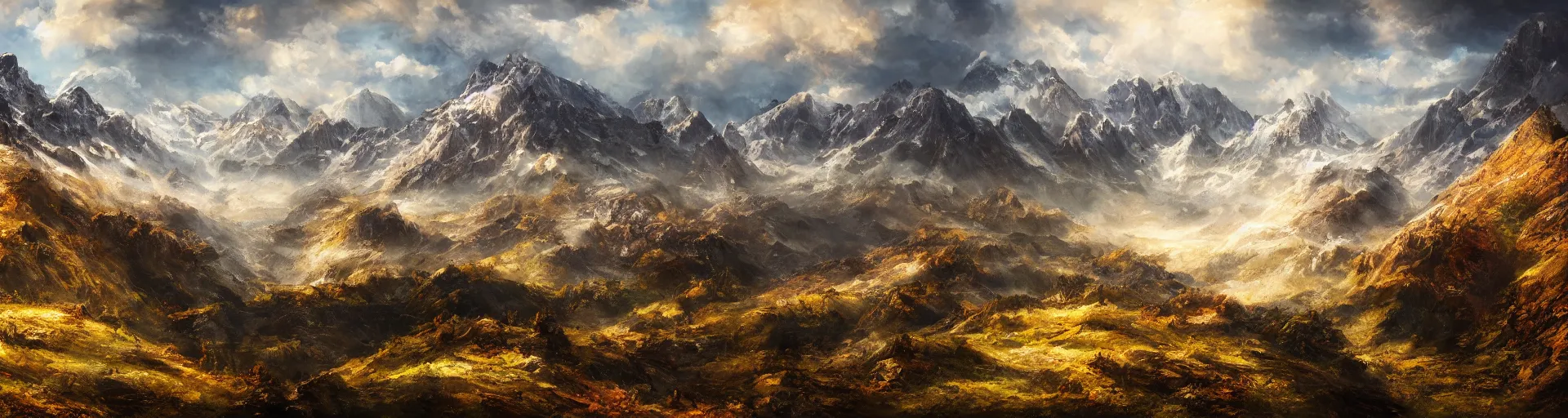 Image similar to mountain landscape, art, high detail, high definition, cinematic,