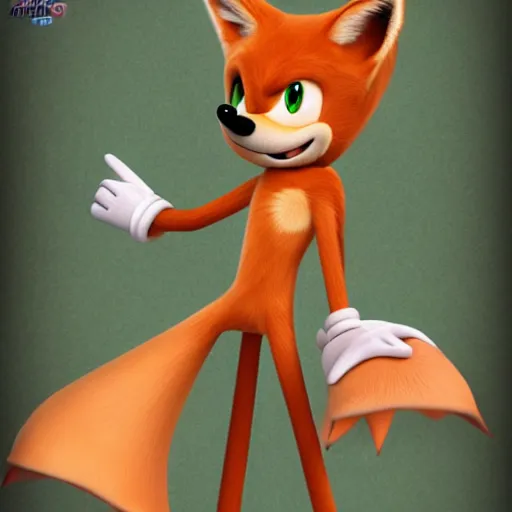 Image similar to Sonic OC, who's named Tonic and is a fox instead of a hedgehog, photorealistic