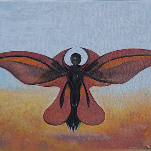 Prompt: oil painting of mothman standing in Nykarleby