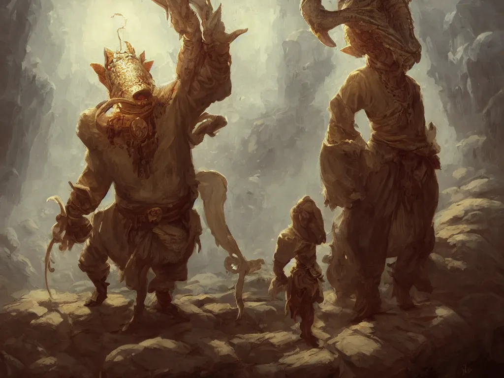 Image similar to man wearing with fish head wearing linen clothing by andreas rocha, by justin gerard, by anato finnstark