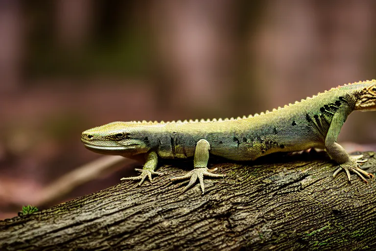 Prompt: photorealistic lizard, deep forest on all background, 5 0 mm, kanon, bokeh