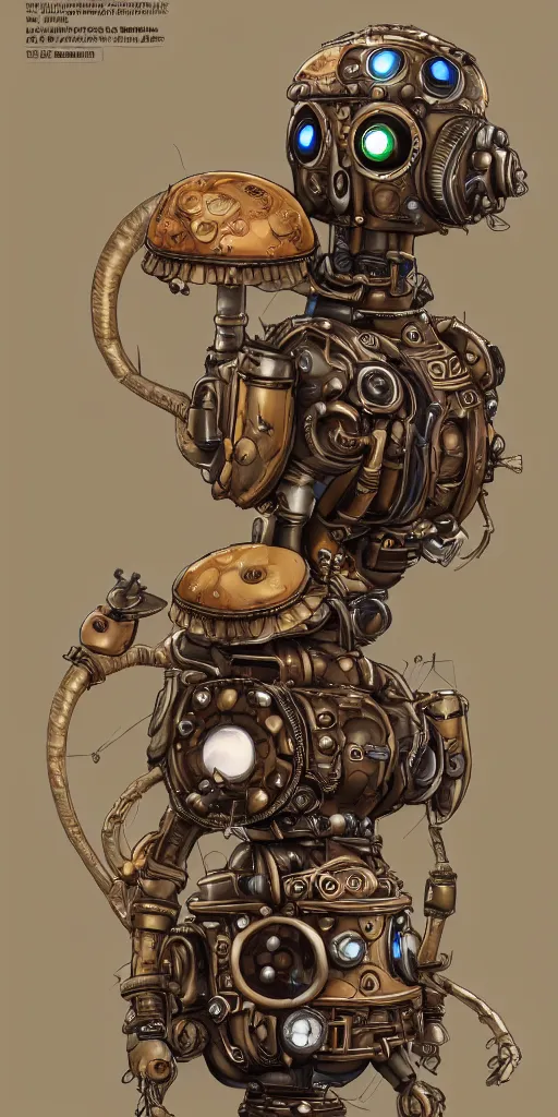 Prompt: a steampunk robot with mushrooms growing out of it's head, detailed, 4 k, trending in artstation