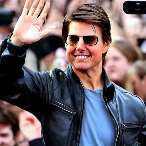 Image similar to Tom Cruise waving to fans