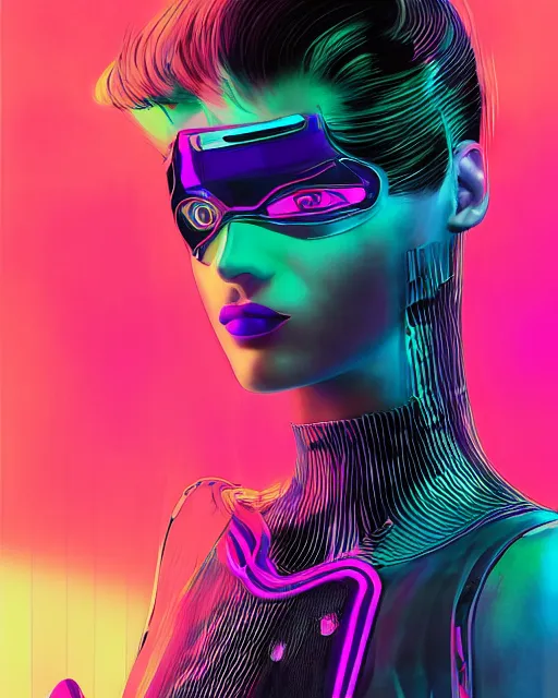 Image similar to an award winning fashion photograph for Balenciaga's futuristic cyberpunk Bladerunner 2049 fall corporate line by Artgerm, dazzle camouflage!, dayglo pink, dayglo blue, raven black