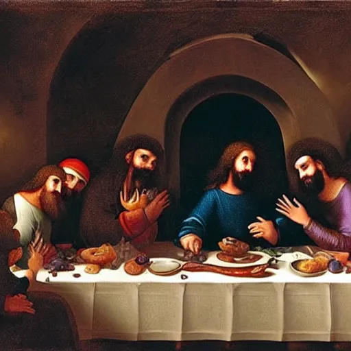 Prompt: the lord's supper with undeads instead of humans