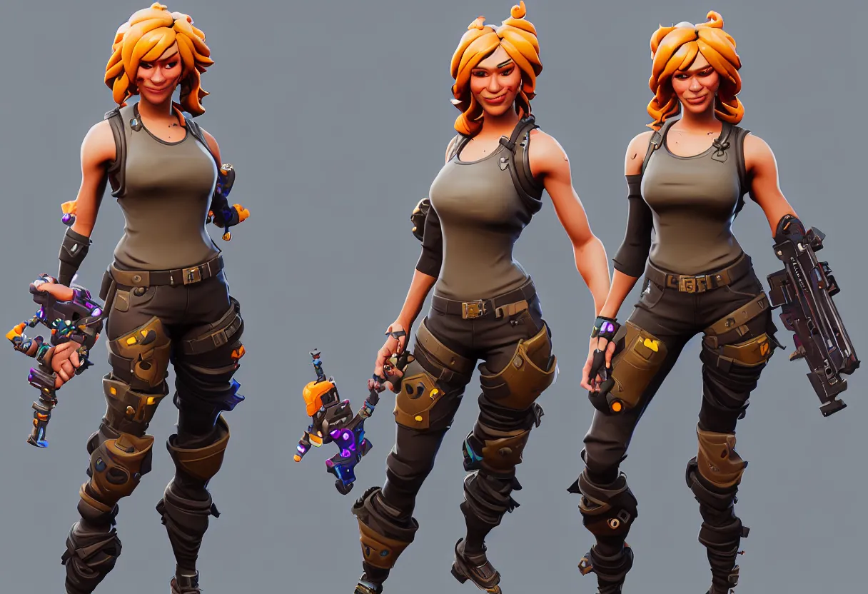 Image similar to fortnite jonesy but as a female, hyper detailed, digital art, trending in artstation, cinematic lighting, studio quality, smooth render, unreal engine 5 rendered, octane rendered, art style by klimt and nixeu and ian sprigger and wlop and krenz cushart