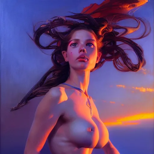Prompt: fluid masses of oil paint structuring pretty girl, wayne barlow, bruce pennington, donato giancola, larry elmore, oil on canvas, masterpiece, trending on artstation, featured on pixiv, cinematic composition, dramatic pose, beautiful lighting, sharp, details, hyper - detailed, hdr, 4 k, 8 k