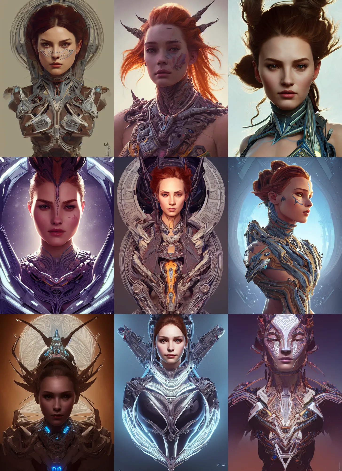 Prompt: symmetry!! portrait of curvaceous alien in the style of horizon zero dawn, machine face, intricate, elegant, highly detailed, digital painting, artstation, concept art, smooth, sharp focus, illustration, art by artgerm and greg rutkowski and alphonse mucha, 8 k