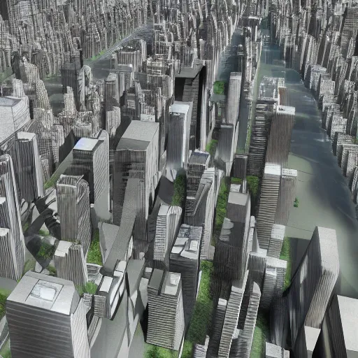 Image similar to render of an urban district concept design in manhattan