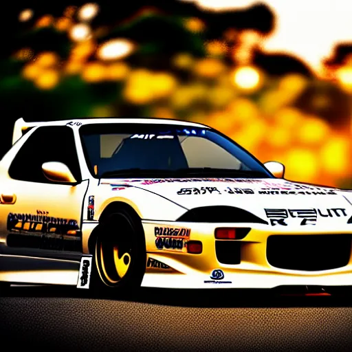 Image similar to a car drift spec mazda fc3s rx7 in middle of road, gunma prefecture, city sunset night, cinematic color, photorealistic, highly detailed