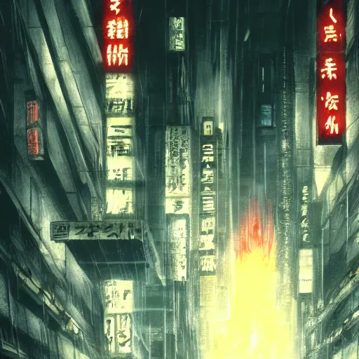 Prompt: screenshot from anime blade runner, anime, by mamoru oshii, highly detailed, artstation, high resolution, screenshot