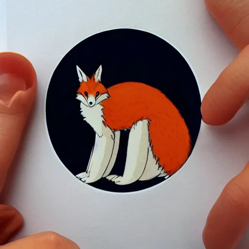 Image similar to ghibli, concept art illustration, fox, white background