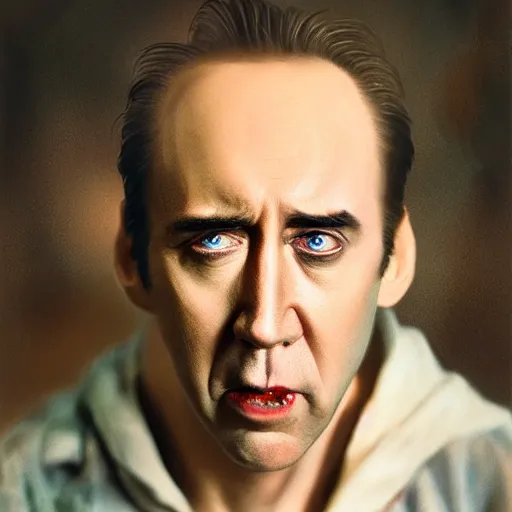 Image similar to nicholas cage as gollum portrait, cinematic, realistic photography