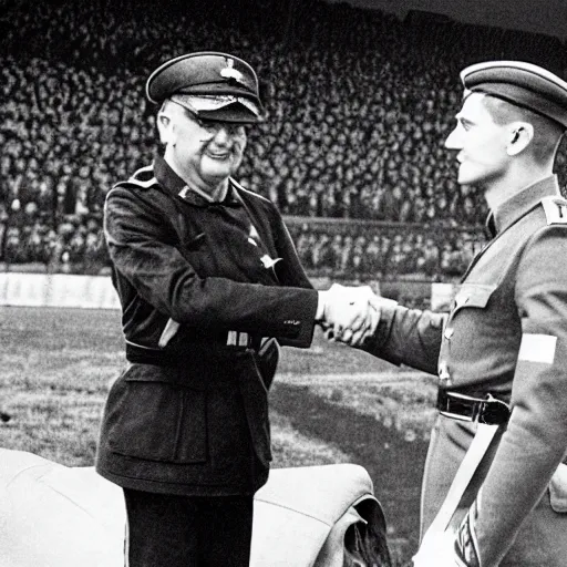 Image similar to robert lewandowski shaking hands with german dictator