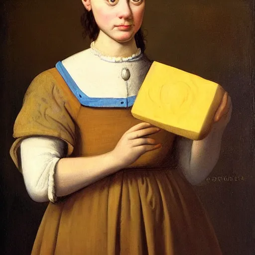 Prompt: portrait of a medieval cat holding a piece of cheese and wearing napoleon cloths by George Stubbs, renaissance painting, oil painting, old master