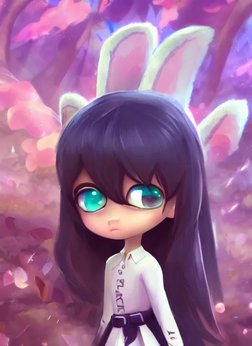 Image similar to female angel mini cute style, character adoptable, highly detailed, rendered, ray - tracing, cgi animated, 3 d demo reel avatar, style of maple story and zootopia, maple story angel, heaven angel, dark skin, cool clothes, soft shade, soft lighting