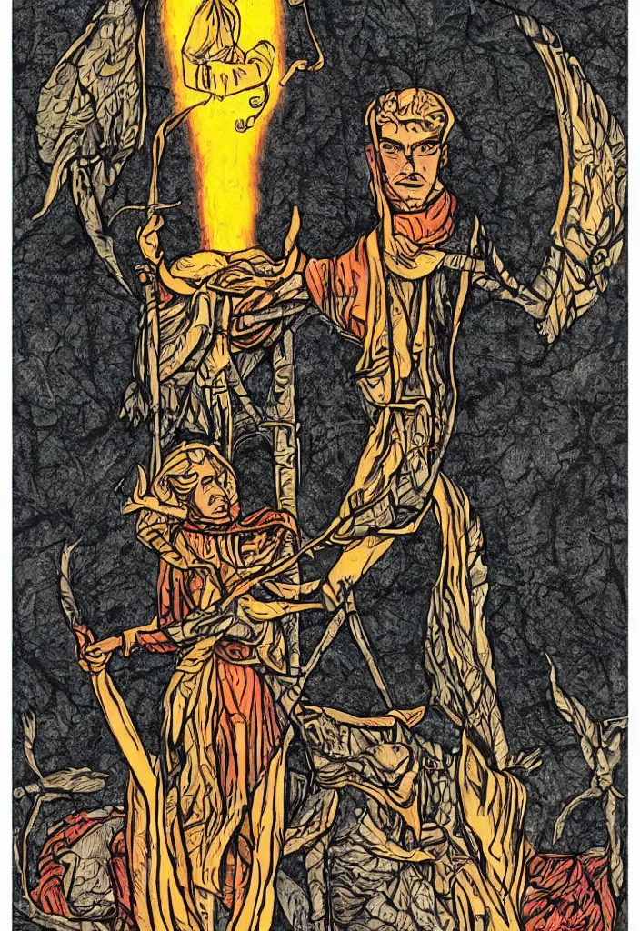 Prompt: Joshua Bengio on the Tarot card. Illustration