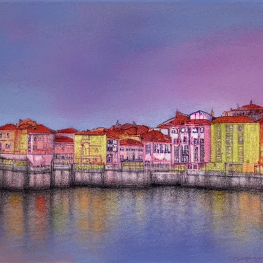 Image similar to city of oporto, concept art, pastel soft colors, in the style of robert hickox, oscar galvan