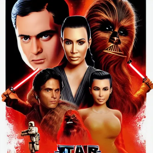 Image similar to super detailed star wars movie poster with ben shapiro, snooki and kim kardashian, 8k full HD photo, cinematic lighting, anatomically correct, oscar award winning, action filled, correct eye placement,