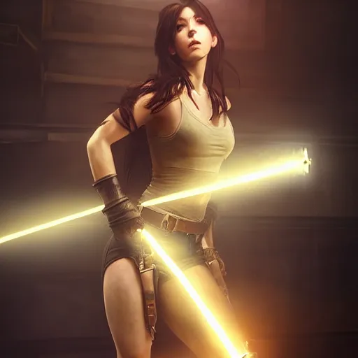 Image similar to Riveting Tifa Lockhart portrait, atmospheric lighting, painted, intricate, volumetric lighting, beautiful, golden hour, sharp focus, ultra detailed, by Leesha Hannigan, Ross Tran, Thierry Doizon, Kai Carpenter, Ignacio Fernández Ríos