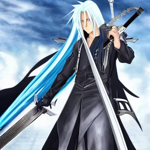 Prompt: Sephiroth from Final Fantasy, anime style