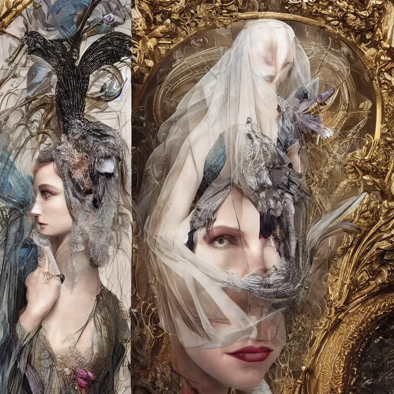 Prompt: 3d character render of anna taylor-joy in the bergdorf goodman windows, veiled, avian-inspired,by tom bagshaw and Inge Prader and Billelis and aaron horkey and peter gric,trending on pinterest,GUCCI,DIOR,highly detailed,maximalist,glittering,feminine