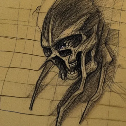 Prompt: a fast low quality pencil sketch of a horrific creature