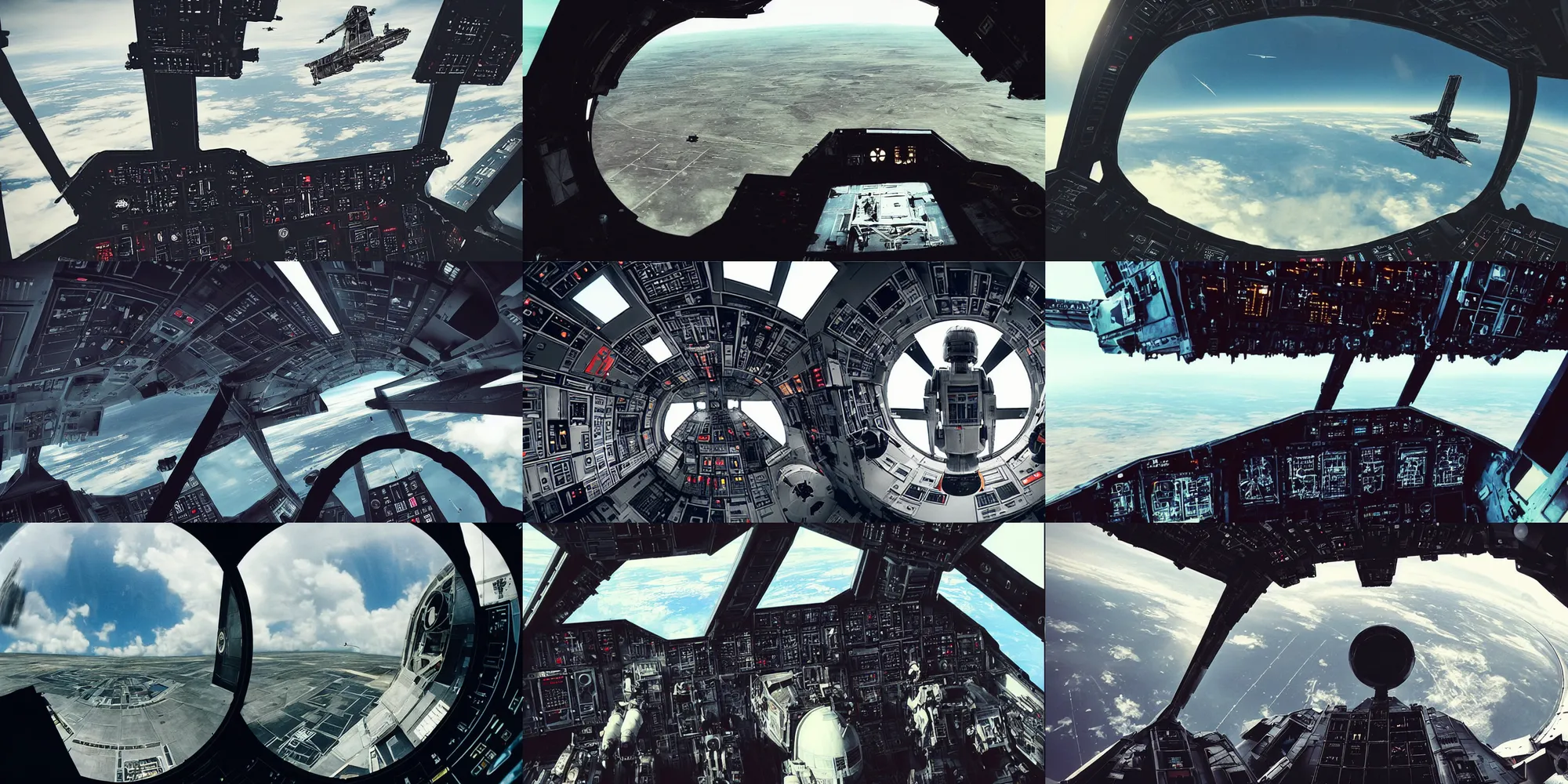 Prompt: “looking out from the cockpit of a small x-wing space fighter, the Death Star is in the distance, in the style of Star Wars”