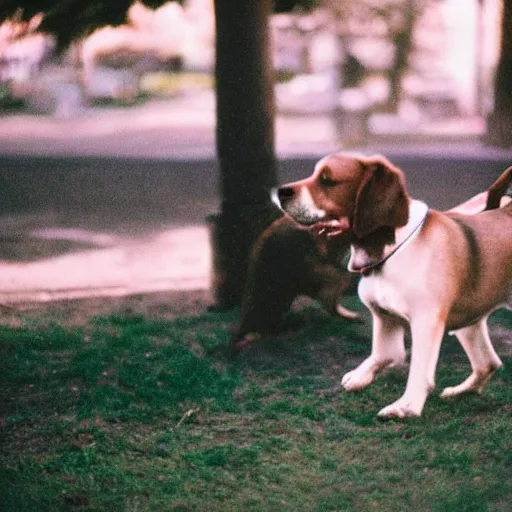 Image similar to 3 5 mm photo of playing dogs