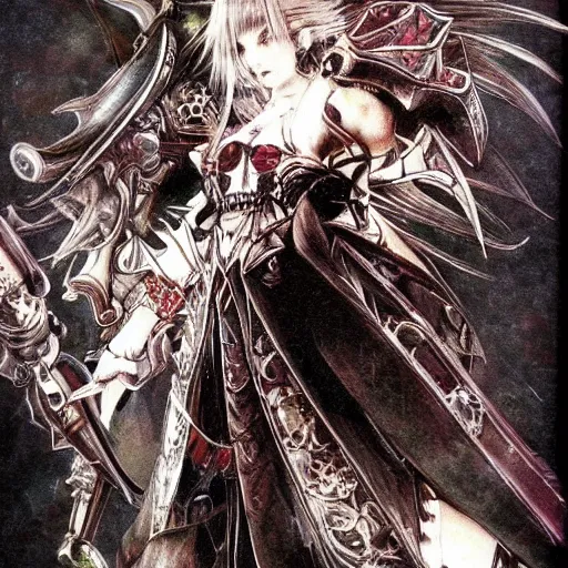 Prompt: yoshitaka amano, character design, final fantasy