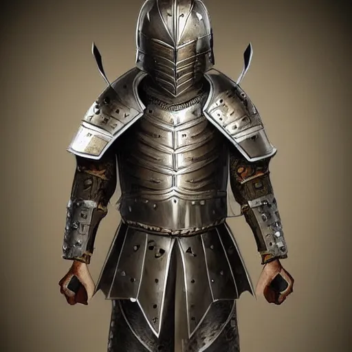 Image similar to armor concept medieval European with subtle Japanese hints made of steel and leather, concept art, armor