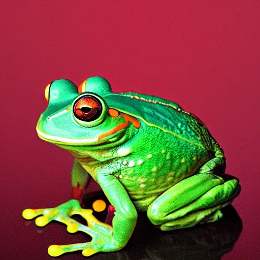 Image similar to Portrait photo of a cybernetic frog