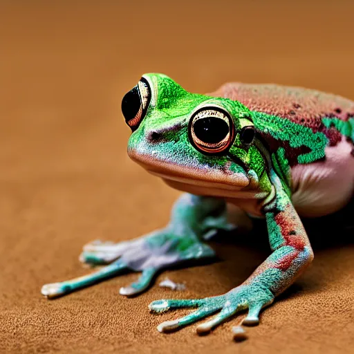 Image similar to a portrait photo of frog dog rabbit gecko, award winning photography, 5 0 mm