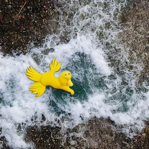 Image similar to cnn news footage of big bird being washed up on shore, view from above, tv