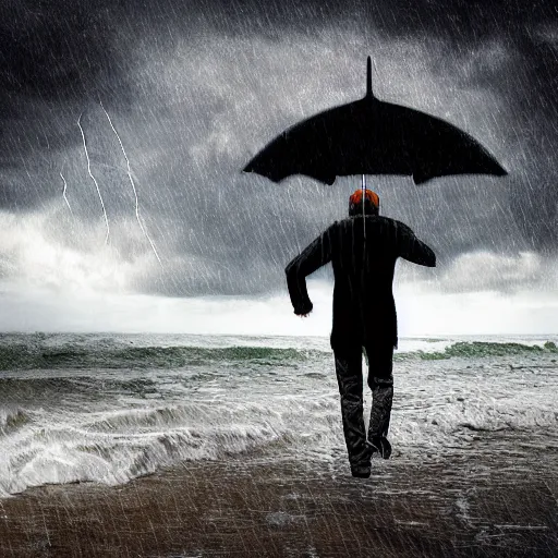 Image similar to A man trying to walk forward during a storm made of money, digital art