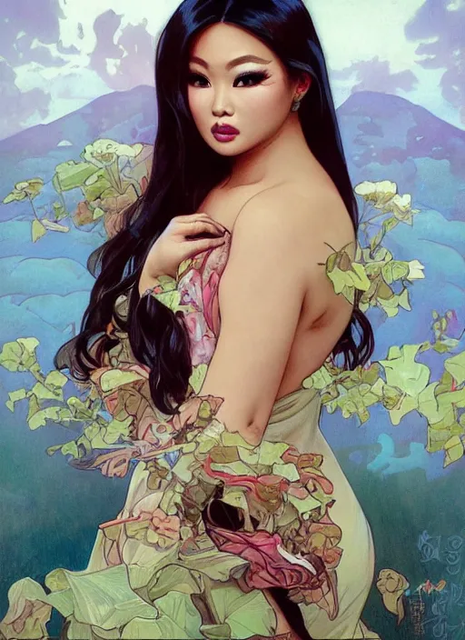 Image similar to kim chi, drag queen, painting by artgerm and greg rutkowski and alphonse mucha