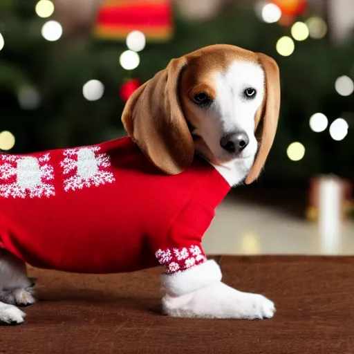 Image similar to dog wearing a christmas jumper cartoon highly detailed, smooth, sharp focus