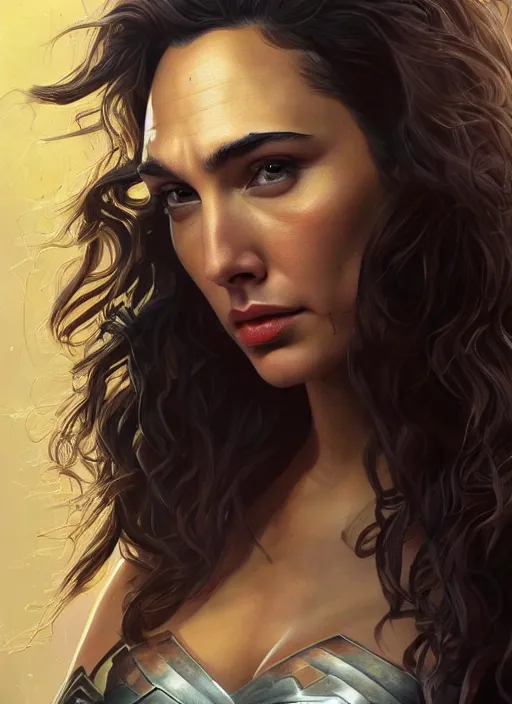 Image similar to a beautiful painting of Gal Gadot , very detailed, 4K, epic , trending on artstation, hd, masterpiece