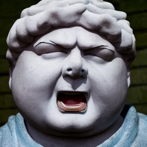 Prompt: epic greek marble statue of angry eric cartman